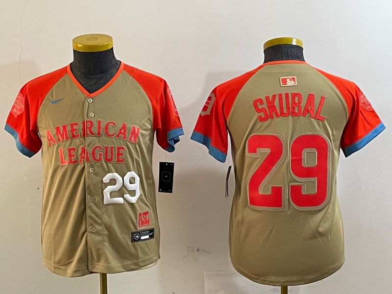Youth Detroit Tigers 29 Skubal Brown All star 2024 Nike MLB Jersey style 5